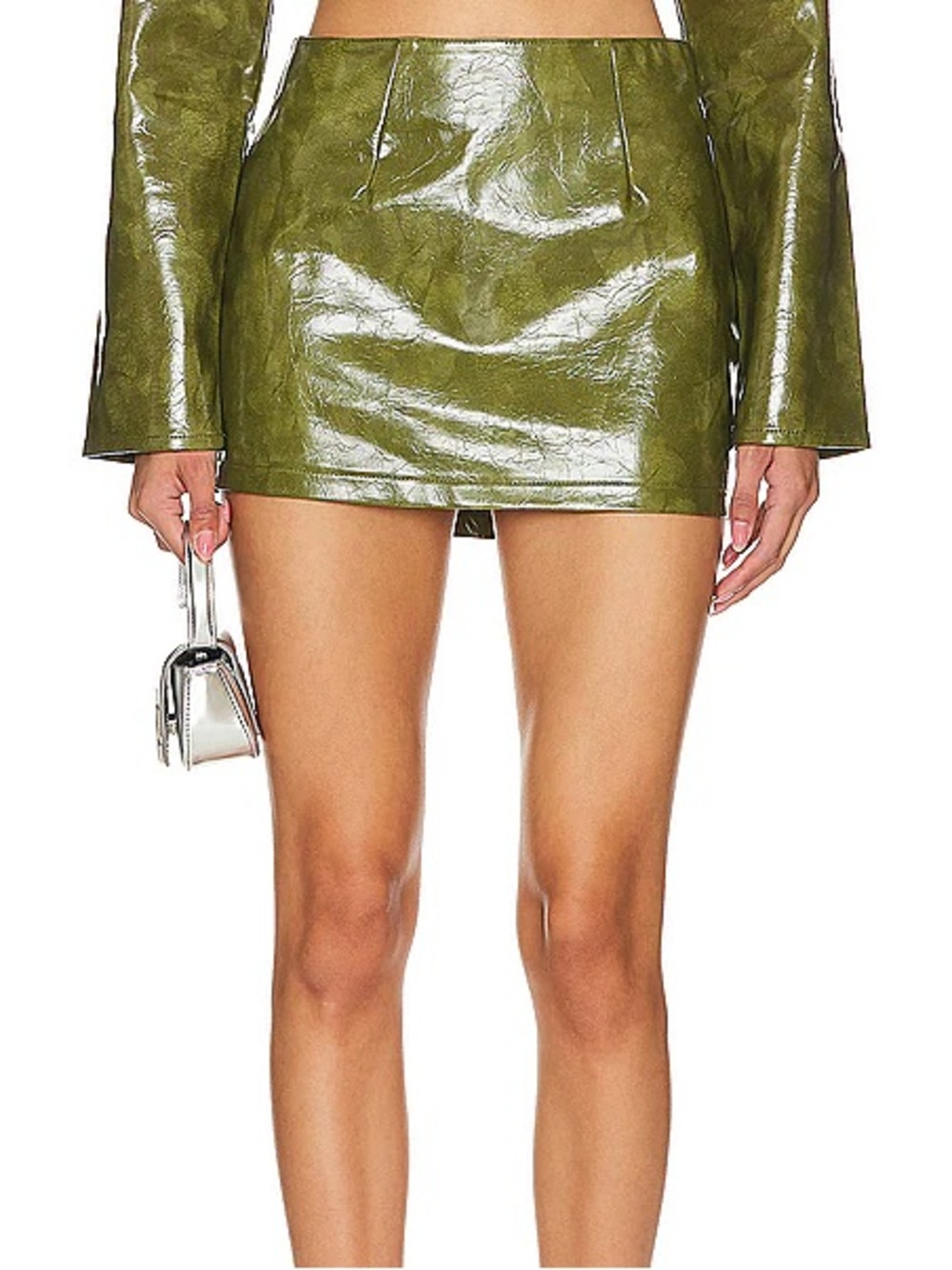Superdown Ethel Faux Leather Skirt in Olive